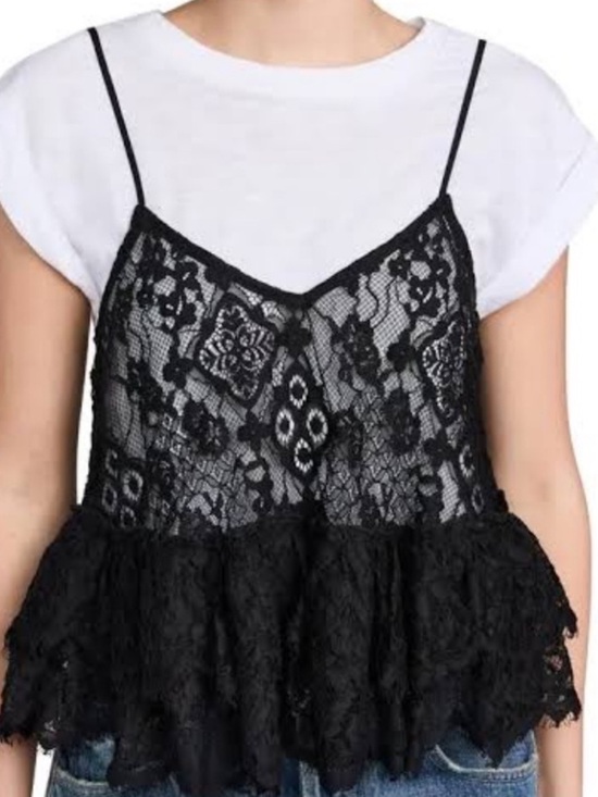cinq a sept Tops - cinq a sept Black Lace Camisole Overlay Top